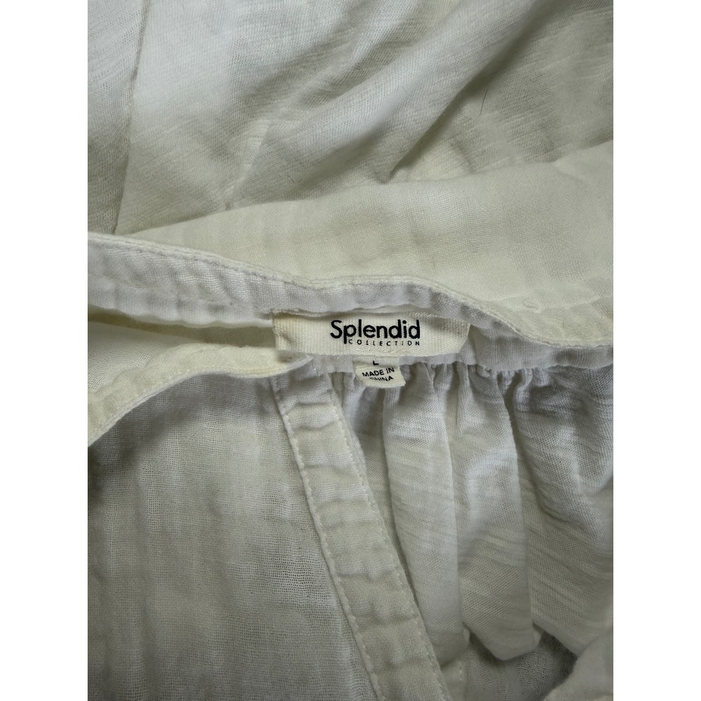 Splendid Collection White Gauze Sleeveless Button Front V-Neck Blouse Top Large - Picture 5 of 5